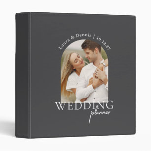 Charcoal Grey Custom Couple Photo Wedding Planner Binder