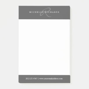 Charcoal Grey Elegant Minimalist Monogram Logo Post-it Notes