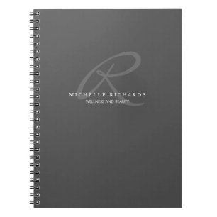 Charcoal Grey Elegant Minimalist Monogram Notebook