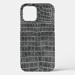 Charcoal Grey Faux Crocodile Leather iPhone 12 Case