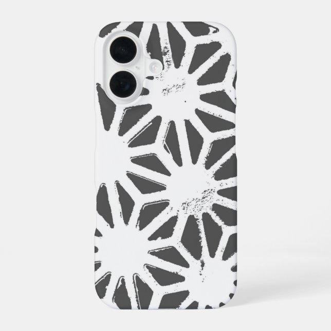 Charcoal grey geometric pattern iPhone 16 case (Back)