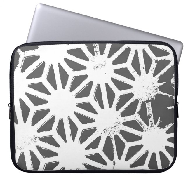 Charcoal grey geometric pattern laptop sleeve (Front)