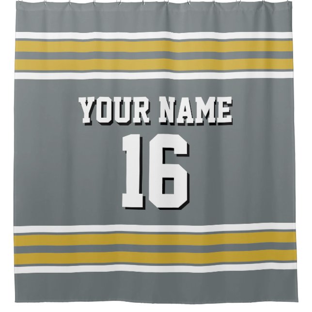 Charcoal Grey Gold White Stripes Sports Jersey (Front)