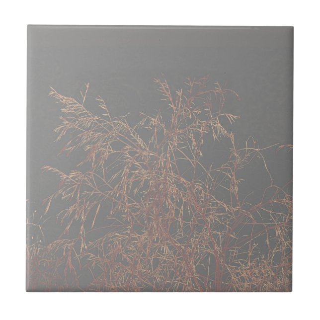 Charcoal Grey Golden Tree Brunches Sky Tile (Front)