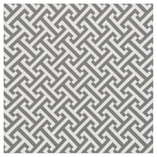 Charcoal Grey Greek Key Pattern Fabric (Close Up)