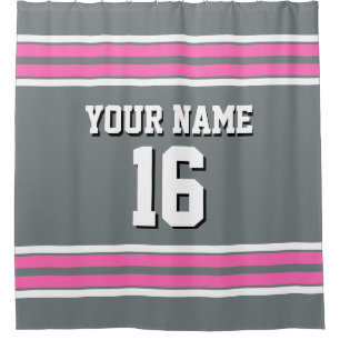 Charcoal Grey Hot Pink White Stripes Sports Jersey