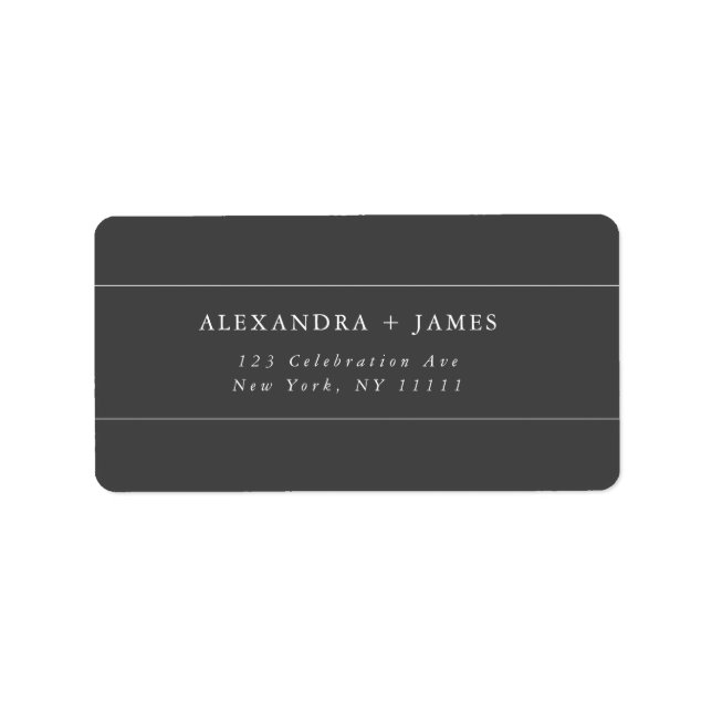Charcoal Grey Large Modern Return Address Label (Front)
