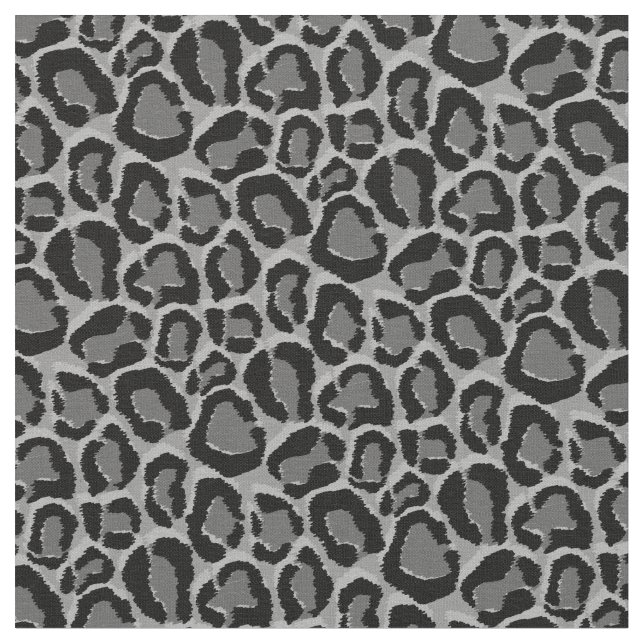 Charcoal Grey Leopard Animal Print Fabric (Close Up)