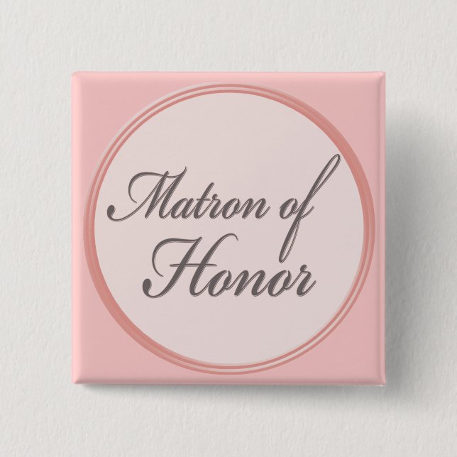 Charcoal grey light pink Matron of Honour button (Front)