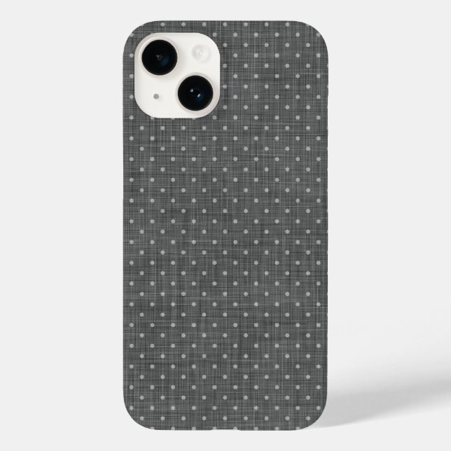 Charcoal Grey Linen Texture and Cute Polka Dots Case-Mate iPhone Case (Back)