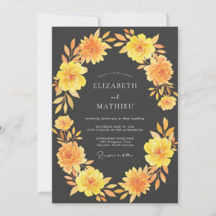Charcoal Grey Luminous Fall Wedding Invitation