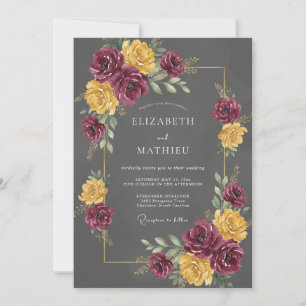 Charcoal Grey Majestic Autumn Wedding Invitation