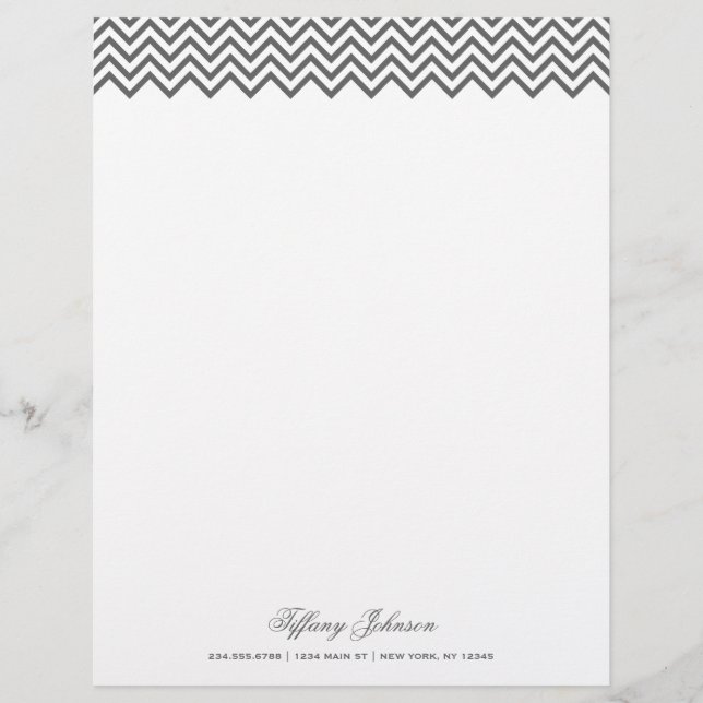 Charcoal Grey Modern Chevron Border Letterhead (Front)