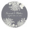 Charcoal Grey Modern Floral Wedding Heart Seal