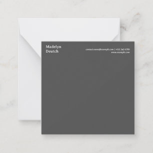 Charcoal Grey Modern Note Card Design Style