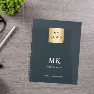 Charcoal grey monogram initials business 2026 planner