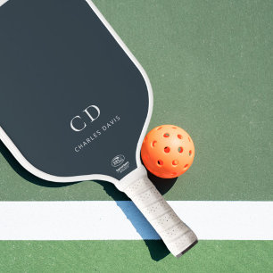Charcoal grey monogram initials name pickleball paddle