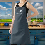 Charcoal grey monogram name business apron<br><div class="desc">A classic charcoal grey background. Personalize and add your monogram initials and name. Modern white block letters.</div>