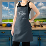 Charcoal grey monogram name business  apron<br><div class="desc">A charcoal grey background. Personalize and add your first name,  monogram initials and full name.  Use your back space key to delete if you want the apron without your full name.</div>