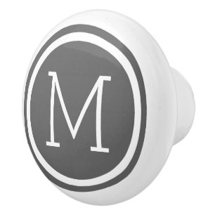 Charcoal Grey Monogram Personalized Drawer Knob