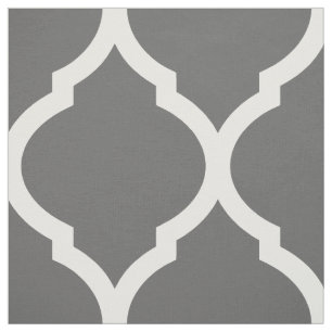 Charcoal Grey Moroccan Quatrefoil Large Scale Fabric