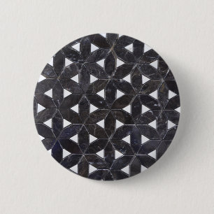 Charcoal Grey Mosaic    flower of life pattern 2 Inch Round Button