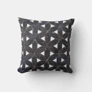 Charcoal Grey   mosaic   flower of life  Throw Pillow