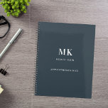 Charcoal grey name monogram 2025 planner<br><div class="desc">A charcoal grey background colour,  white text.  Personalize and add your first name,  monogram initials and full name,  a title year 2025 (or any year).</div>