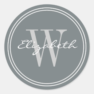 Charcoal Grey Name Monogram Envelope Seals