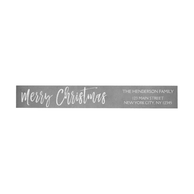 Charcoal Grey or Silver Christmas Script Holiday Wraparound Address Label (Individual)