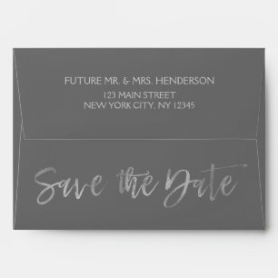 Charcoal Grey or Silver Foil Save the Date Envelopes
