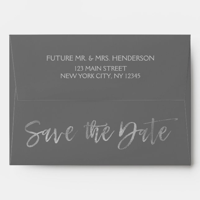 Charcoal Grey or Silver Foil Save the Date Envelopes (Back (Top Flap))