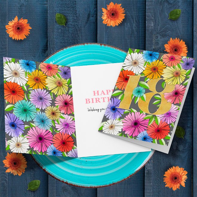 Charcoal Grey Personalized 18th Birthday Floral Card (Creator Uploaded)