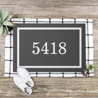Charcoal Grey Personalized Address Number Doormat