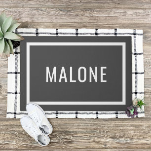 Charcoal Grey Personalized Family Name Doormat