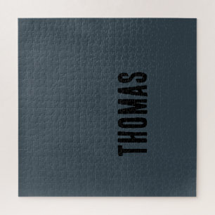 Charcoal Grey Personalized Minimalist Name Jigsaw Puzzle