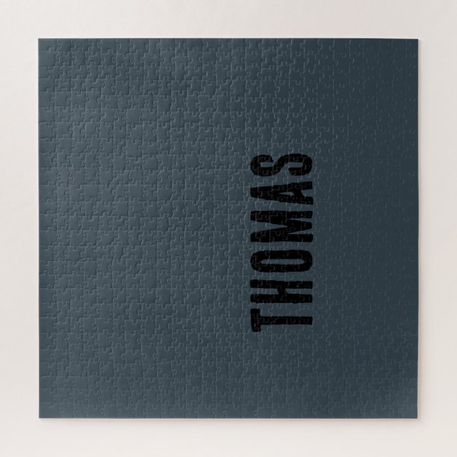 Charcoal Grey Personalized Minimalist Name Jigsaw Puzzle (Vertical)
