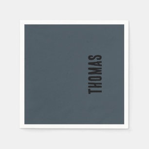Charcoal Grey Personalized Minimalist Name Napkin