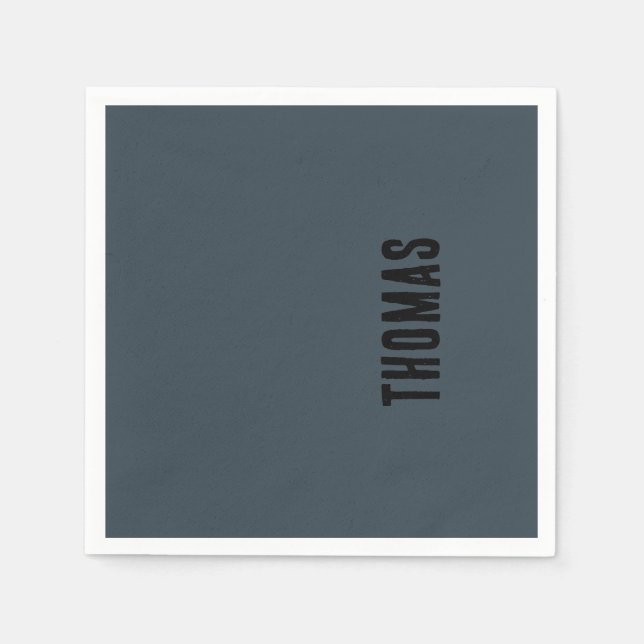 Charcoal Grey Personalized Minimalist Name Napkin (Front)