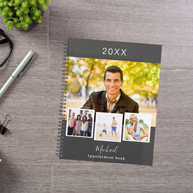 Charcoal grey photo collage appointments 2026 planner (Creator Uploaded)