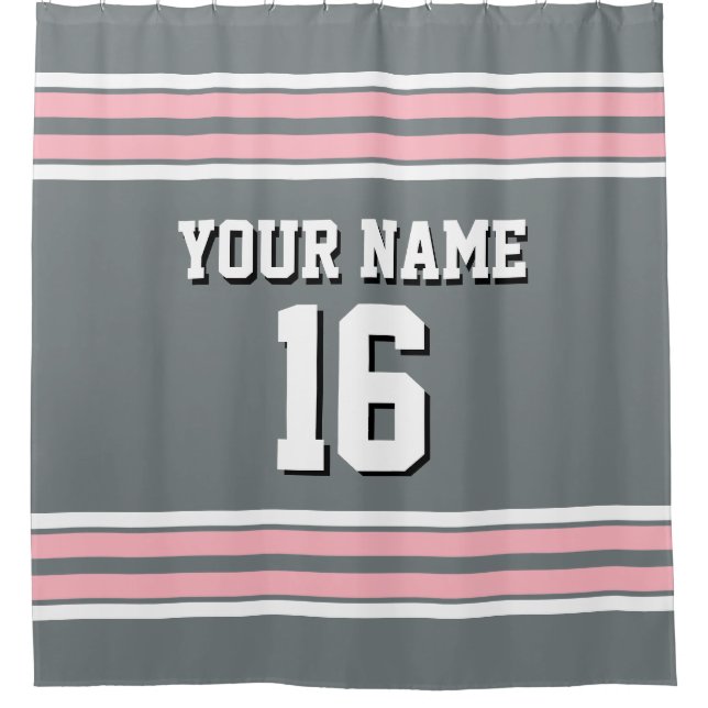 Charcoal Grey Pink White Stripes Sports Jersey (Front)