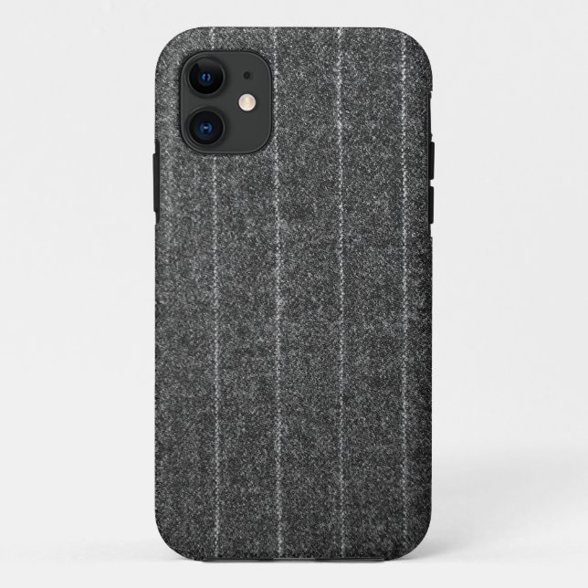 Charcoal Grey Pinstripe Tweed Slate Black Fabric Case-Mate iPhone Case (Back)
