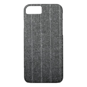 Charcoal Grey Pinstripe Tweed Slate Black Fabric Case-Mate iPhone Case