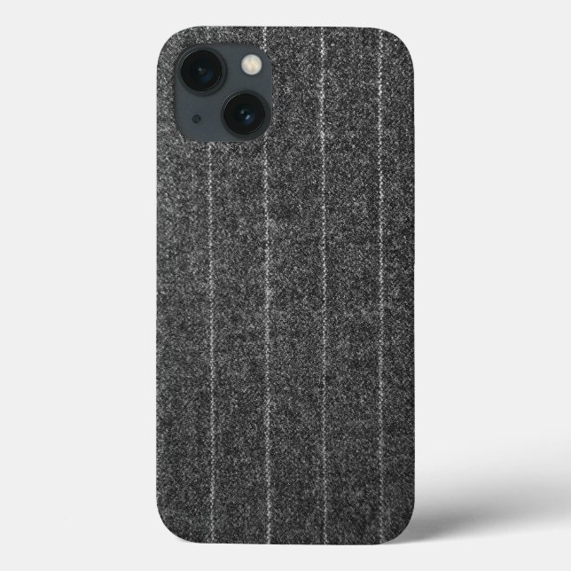 Charcoal Grey Pinstripe Tweed Slate Black Fabric Case-Mate iPhone Case (Back)