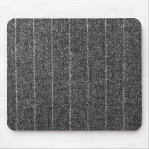 Charcoal Grey Pinstripe Tweed Slate Black Fabric Mouse Pad