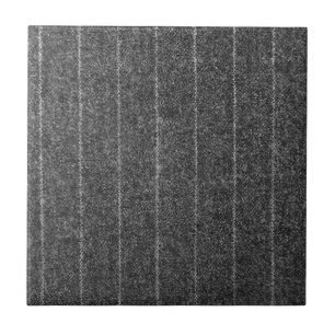 Charcoal Grey Pinstripe Tweed Slate Black Fabric Tile