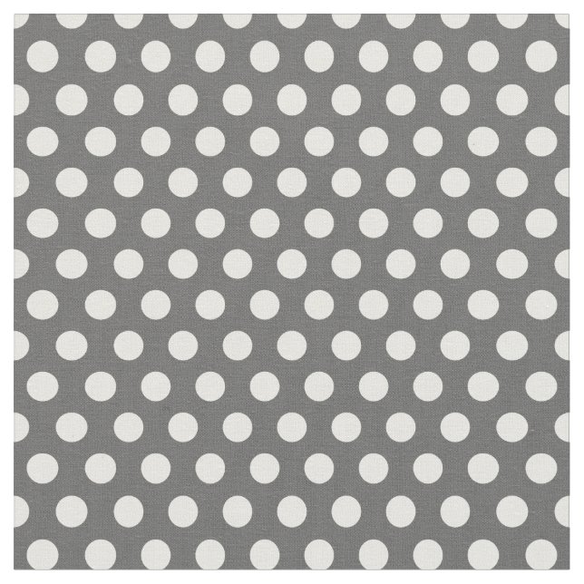 Charcoal Grey Polka Dots Fabric (Close Up)