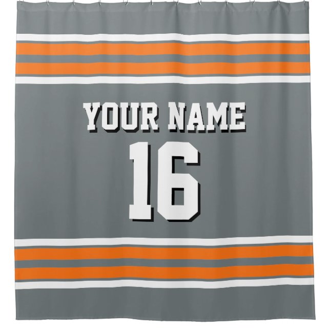Charcoal Grey Pumpkin Orange Stripes Sports Jersey (Front)