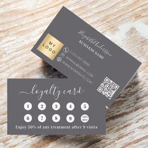 Charcoal grey qr code business logo loyalty card