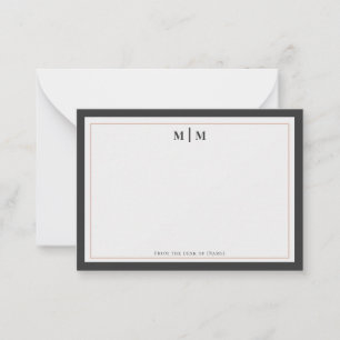 Charcoal Grey Rose Gold Monogram Professional Card